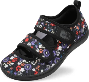Besroad Womens Walking Shoes Wide Diabetic Shoes Adjustable Barefoot Casual Sneakers Breathable Zero Drop Arthritis Edema Sneakers Indoor Outdoor