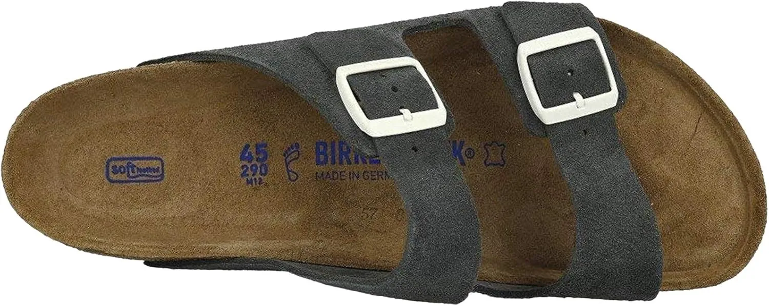 Birkenstock Arizona Soft Footbed Gunmetal Suede Sandals
