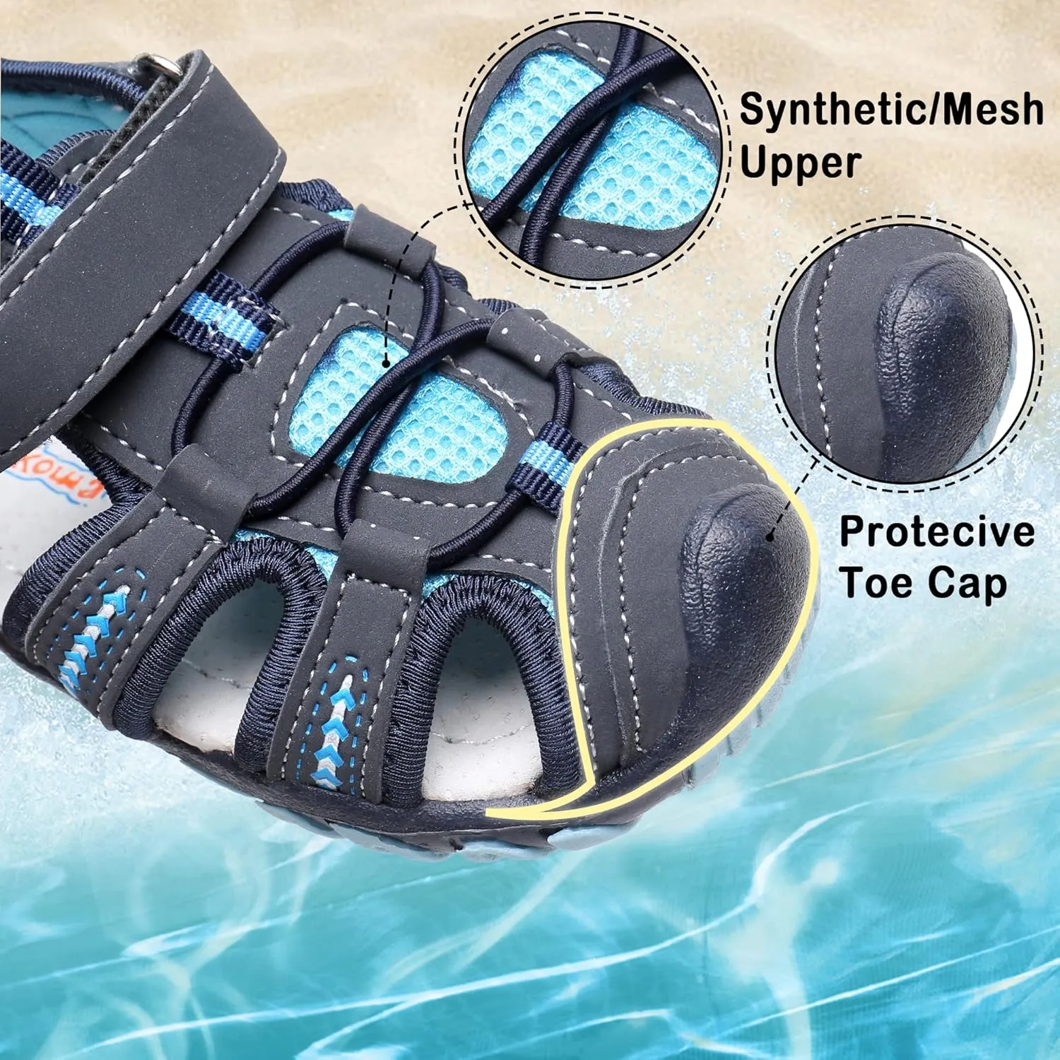 Blikcon Boys Girls Sandals Close Toe Outdoor Soft Sole Summer Sandals (Toddler/Little Kid)