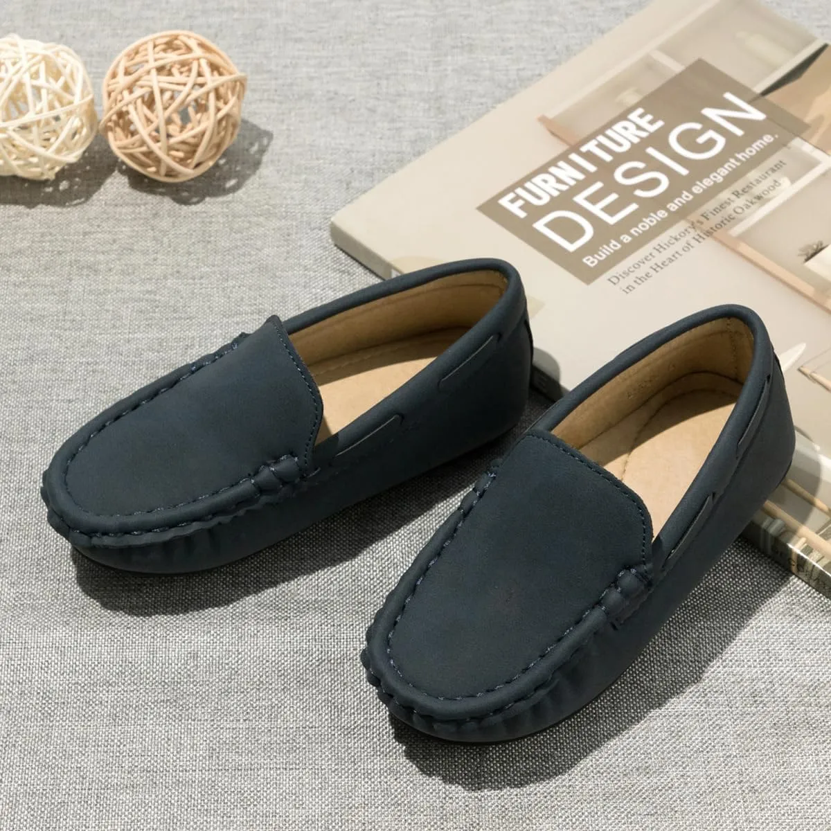 Boys Loafers, Soft Slip-On Moccasin Oxford Shoes for Toddler/Little Kids, Casual Boat Shoes for School Uniforms and Everyday Wear