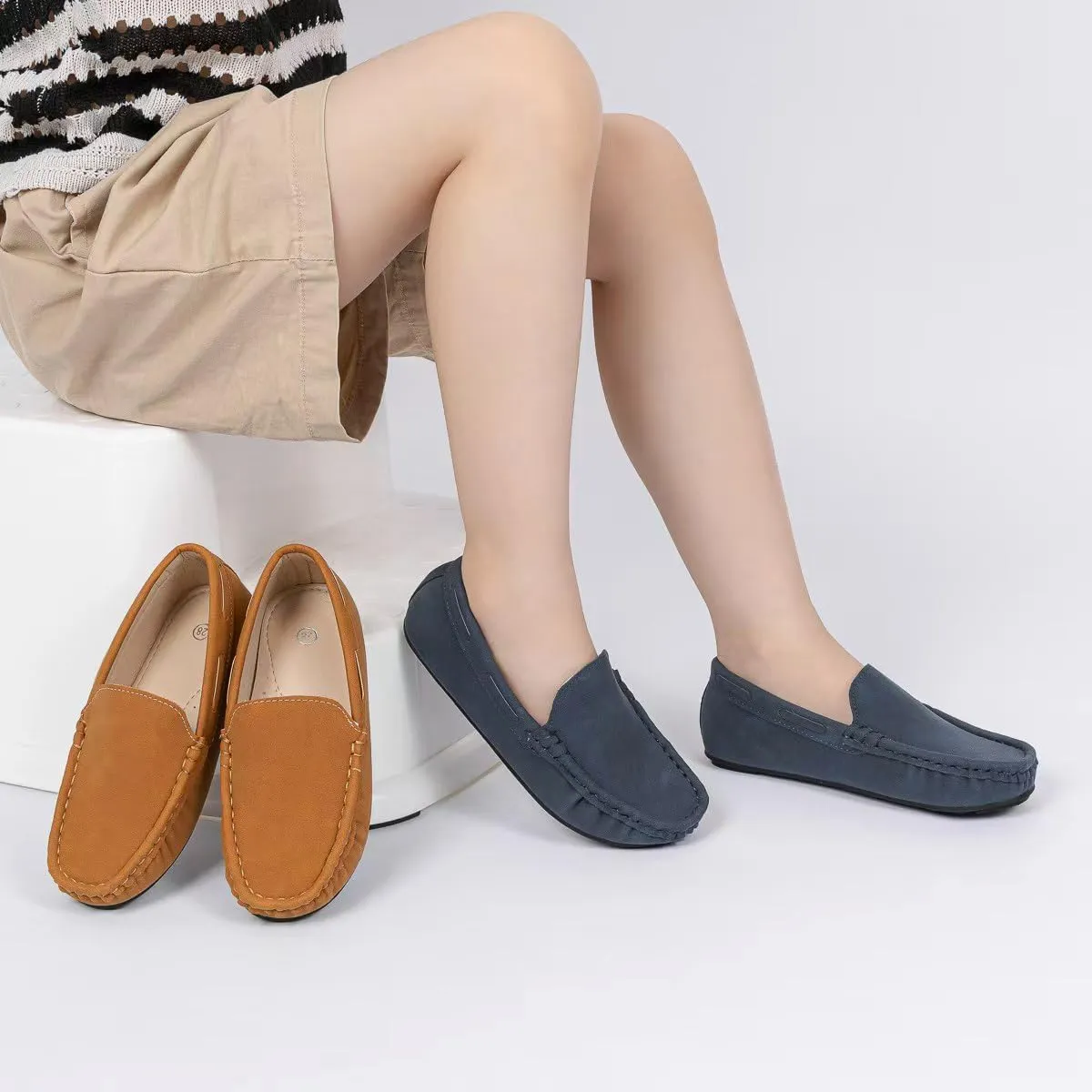Boys Loafers, Soft Slip-On Moccasin Oxford Shoes for Toddler/Little Kids, Casual Boat Shoes for School Uniforms and Everyday Wear