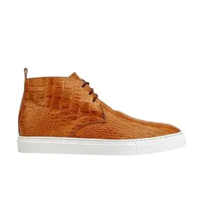 Brown Mens Chukka Boots Calf Leather - Handcrafted Crocodile Pattern Men's Ankle Boots - Calf Lining With Extra Padded Insole - Durable rubber sole (12)