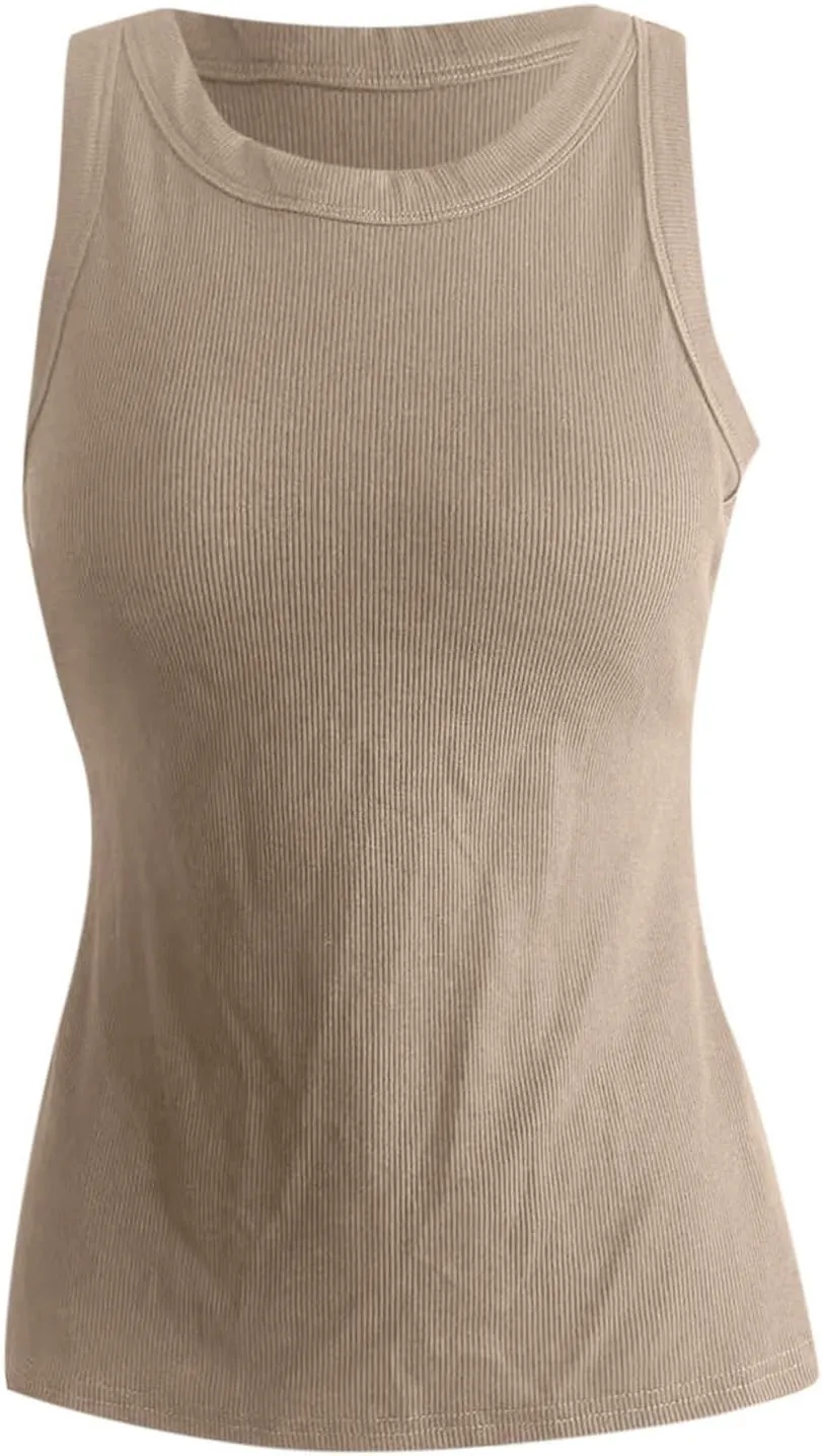 Camisole Tops for Women with Built in Bra Spaghetti Strap Workout Yoga Shirt Lightweight Tank Tops Undershirt