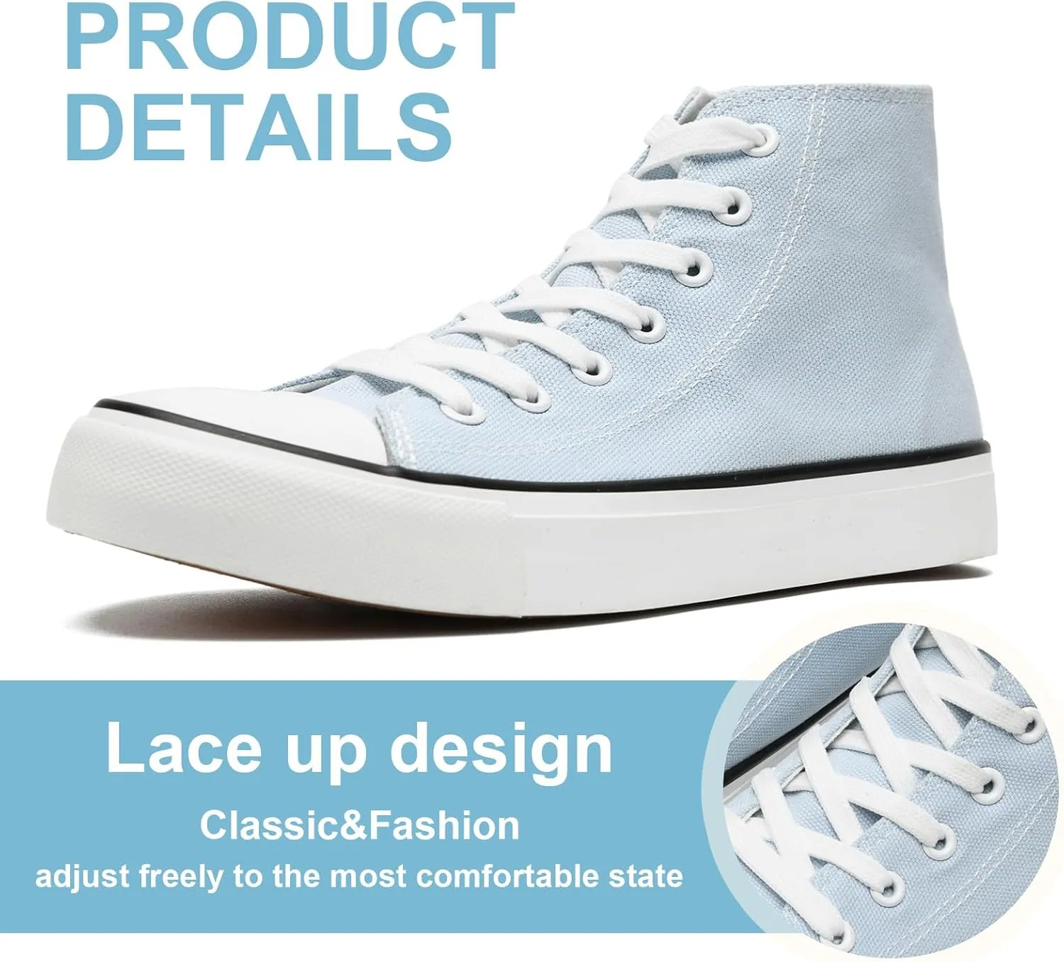 Canvas High Top Sneakers for Women Men Classic Lace Up Canvas Shoes Womens Mens Fashion High Top Sneakers Casual Tennis Walking Shoes