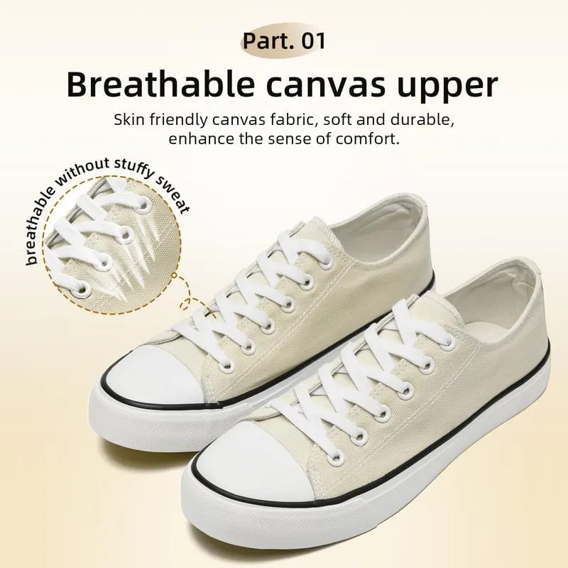 Canvas Shoes for Women Men Low Top Lace Up Sneakers Canvas Fashion Sneakers Classic Casual Walking Shoes Comfortable Breathable