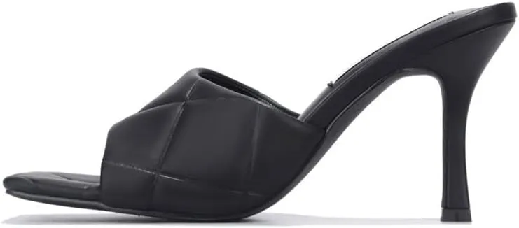 Cape Robbin Rolex Going Hard to Flex Slip ON Mule Heels Black Quilted Mules