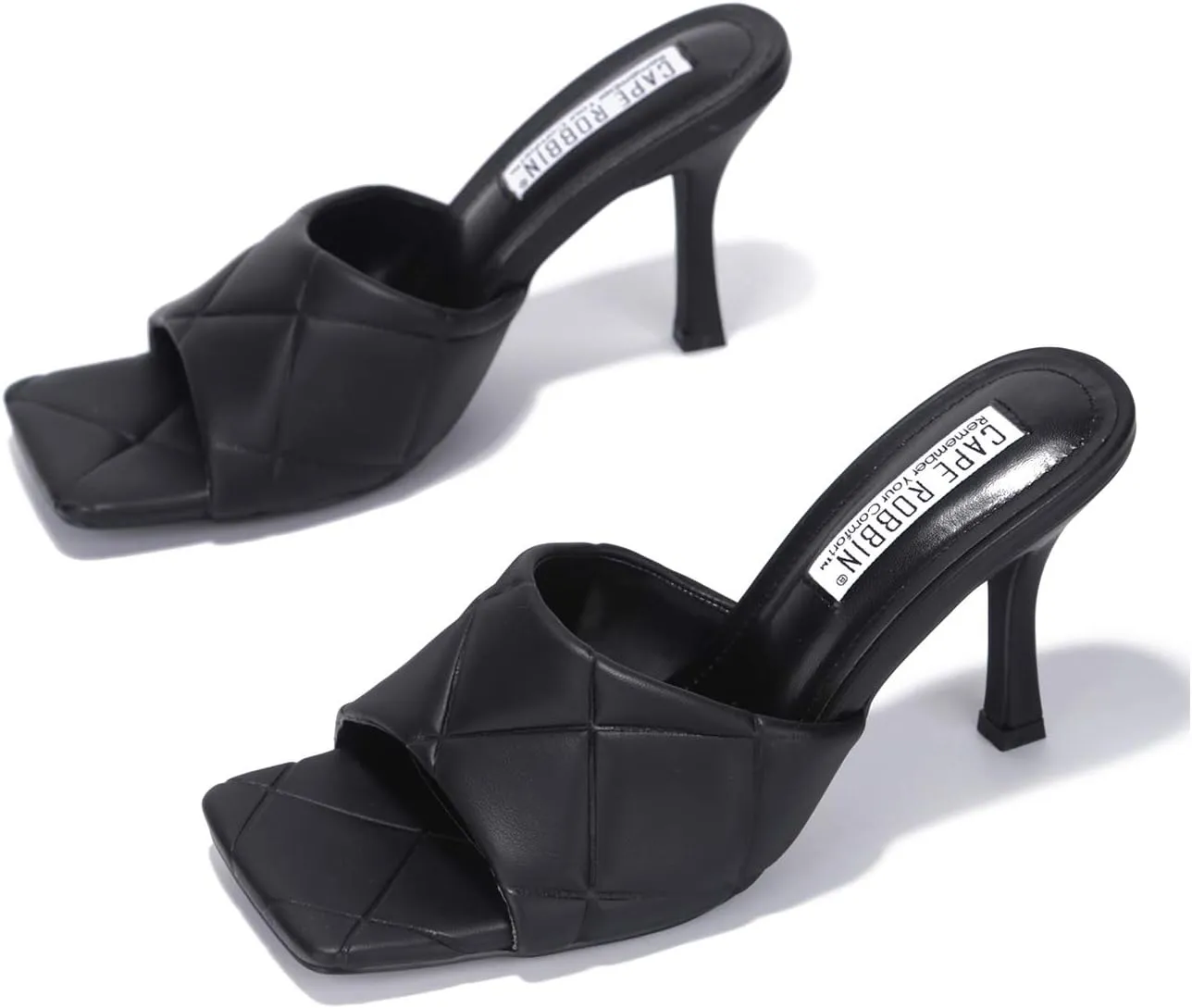 Cape Robbin Rolex Going Hard to Flex Slip ON Mule Heels Black Quilted Mules
