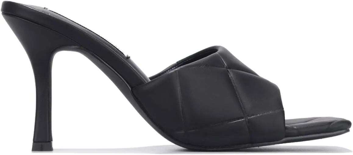 Cape Robbin Rolex Going Hard to Flex Slip ON Mule Heels Black Quilted Mules