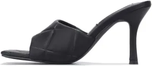 Cape Robbin Rolex Going Hard to Flex Slip ON Mule Heels Black Quilted Mules