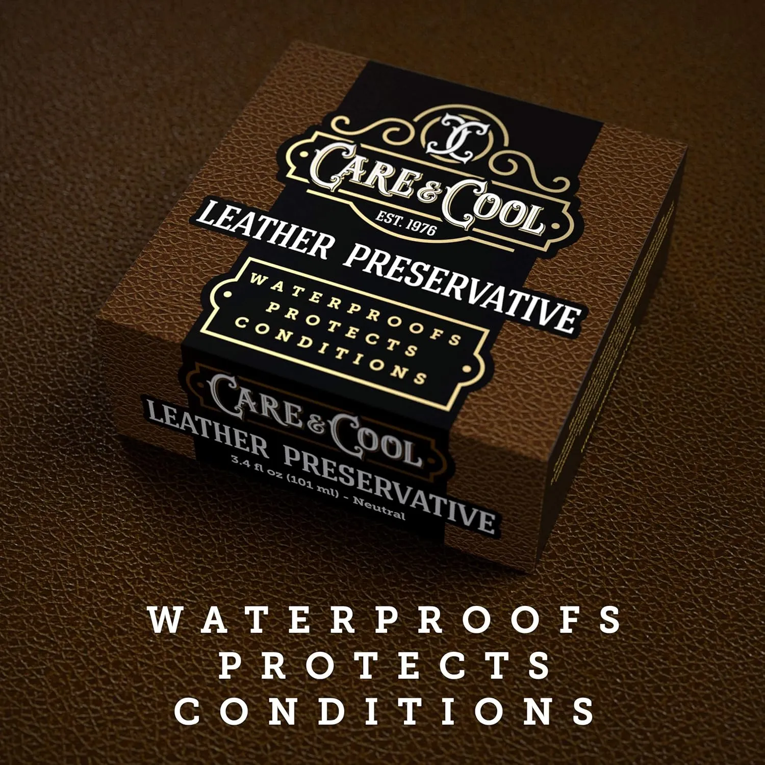 Care & Cool Ultimate Leather Conditioner and Protector (3.4 oz). Waterproofs, Restores, and Heals Your Shoes, Boots, Purses, Jackets, Couch, and Furniture. Setting The Standards Since 1976.