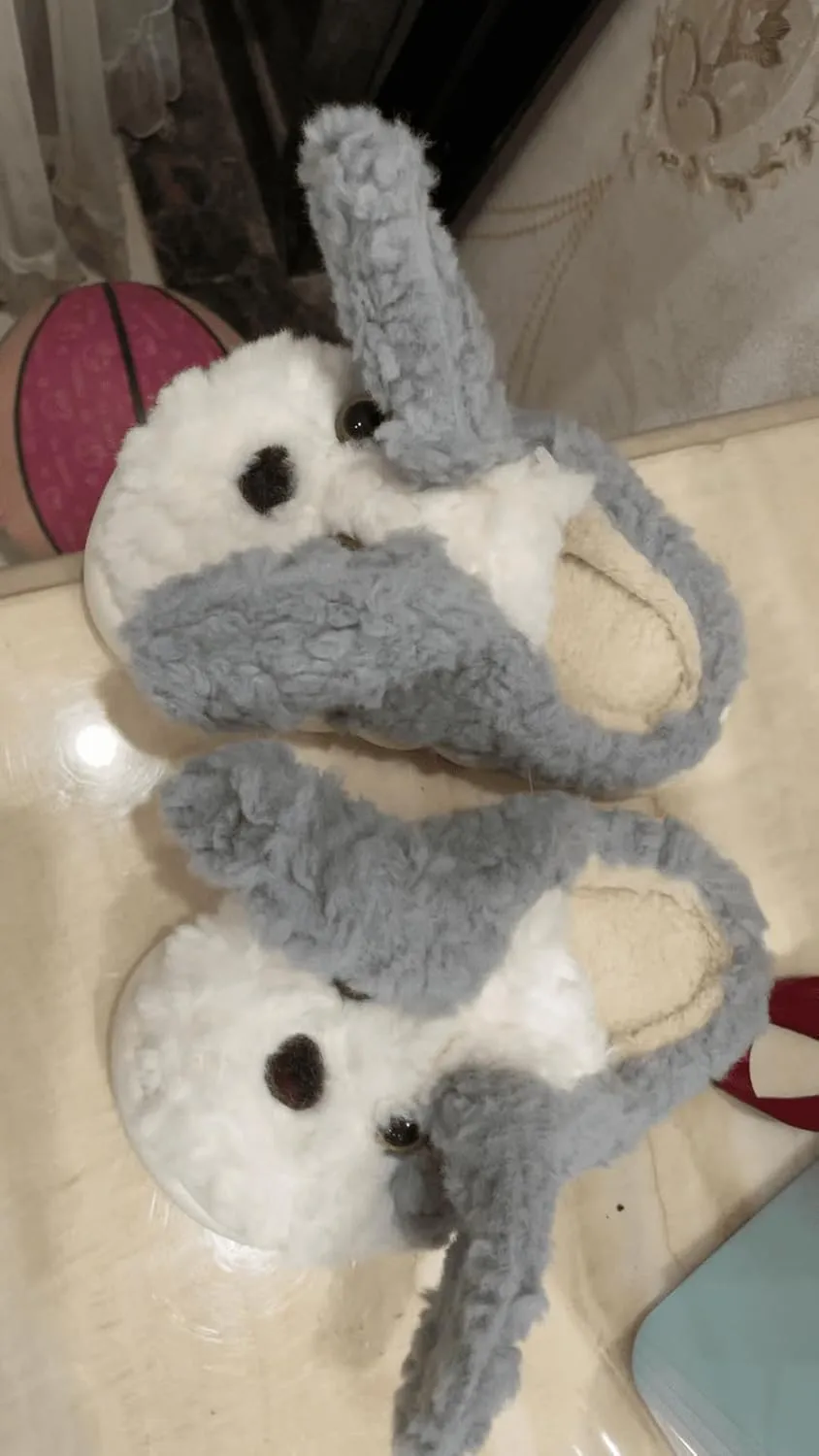 Childrens Fuzzy Puppy Soft Slippers With Dogs Kids Girls Boys Bedroom Indoor Outdoor Cute Animal Memory Foam Flat Shoes