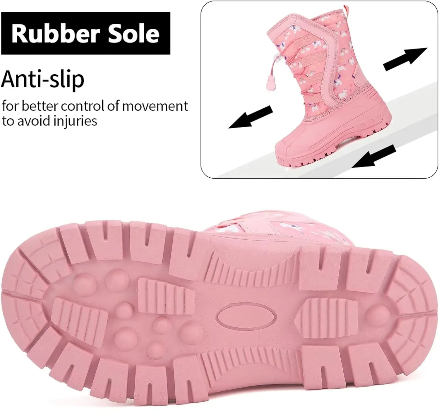CIOR Kids Snow Boots for Boys Girls Toddler Winter Outdoor Boots Waterproof with Fur Lined(Toddler/Little Kids/Big Kid)