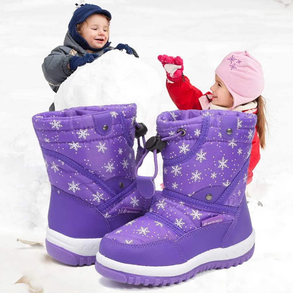 CIOR Winter Snow Boots for Boy and Girl Outdoor Waterproof with Fur Lined(Toddler/Little Kids)