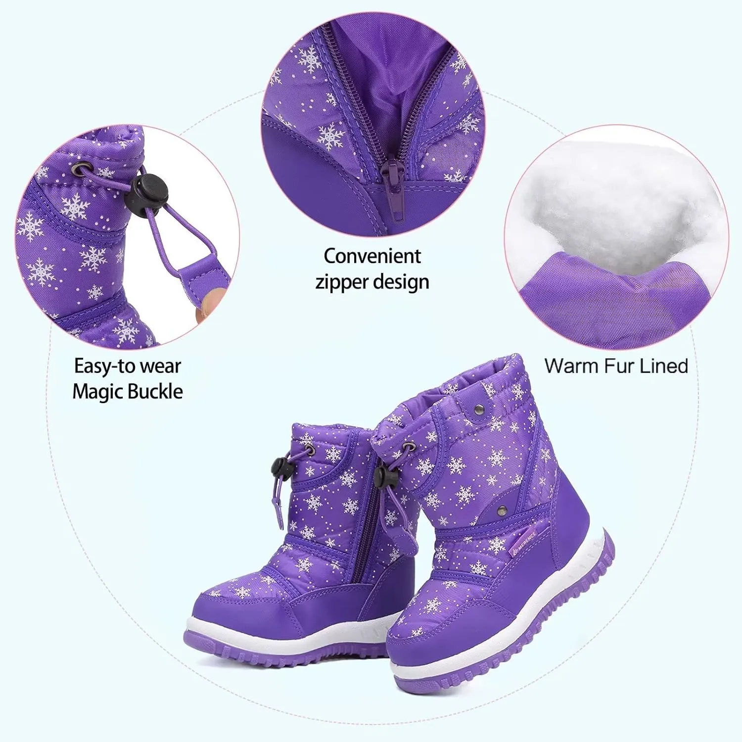 CIOR Winter Snow Boots for Boy and Girl Outdoor Waterproof with Fur Lined(Toddler/Little Kids)