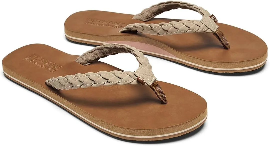 Cobian Braided Pacifica Soft Strap Beach Flip Flop Sandals for Women with Full Arch Support