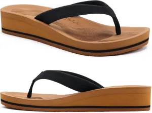 COFACE Flip Flops for Women With Comfortable Arch Support Ladies Fashion Platform Thong Sandals Soft Yoga Mat Sole For Beach/Indoor Outdoor