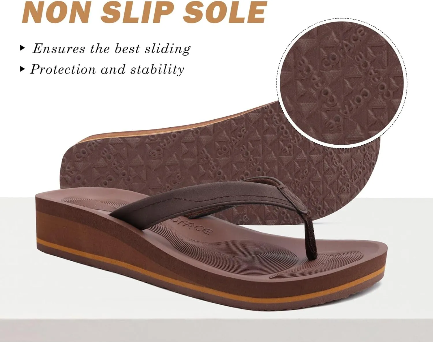 COFACE Flip Flops for Women With Comfortable Arch Support Ladies Fashion Platform Thong Sandals Soft Yoga Mat Sole For Beach/Indoor Outdoor