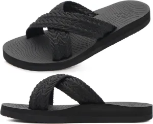 COFACE Womens Orthopedic Sandals Comfortable Orthotic Soft Cushion Recovery Plantar Fasciitis Walking Slip On Ladies Cloud Cross Slides for Woman Size 5-11