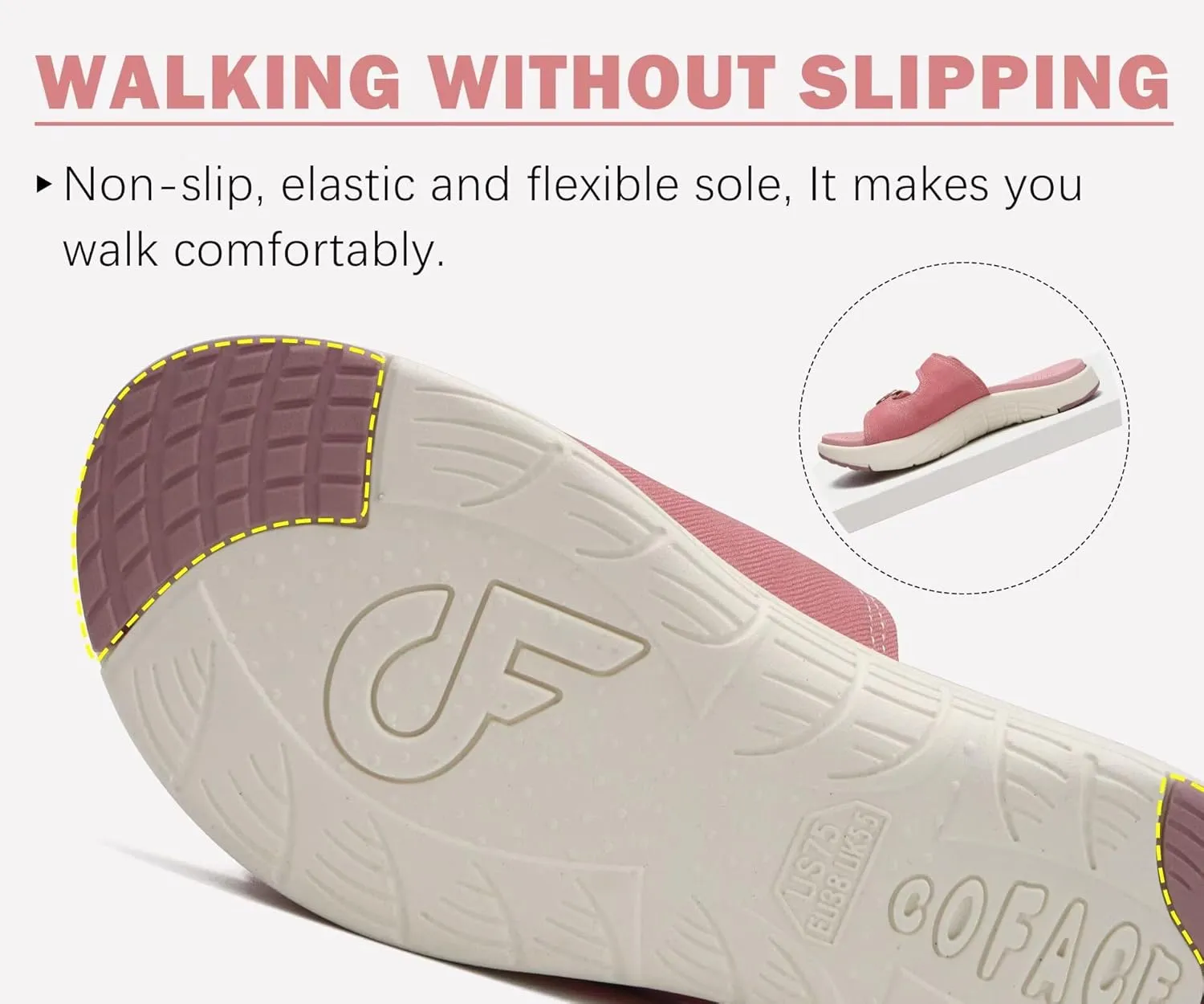 COFACE Womens Orthotic Slides Comfort Plantar Fasciitis Arch Support Slip on Flat Sandals Ladies Soft Cushion Fashion Yoga Mat Slippers With Adjustable Straps