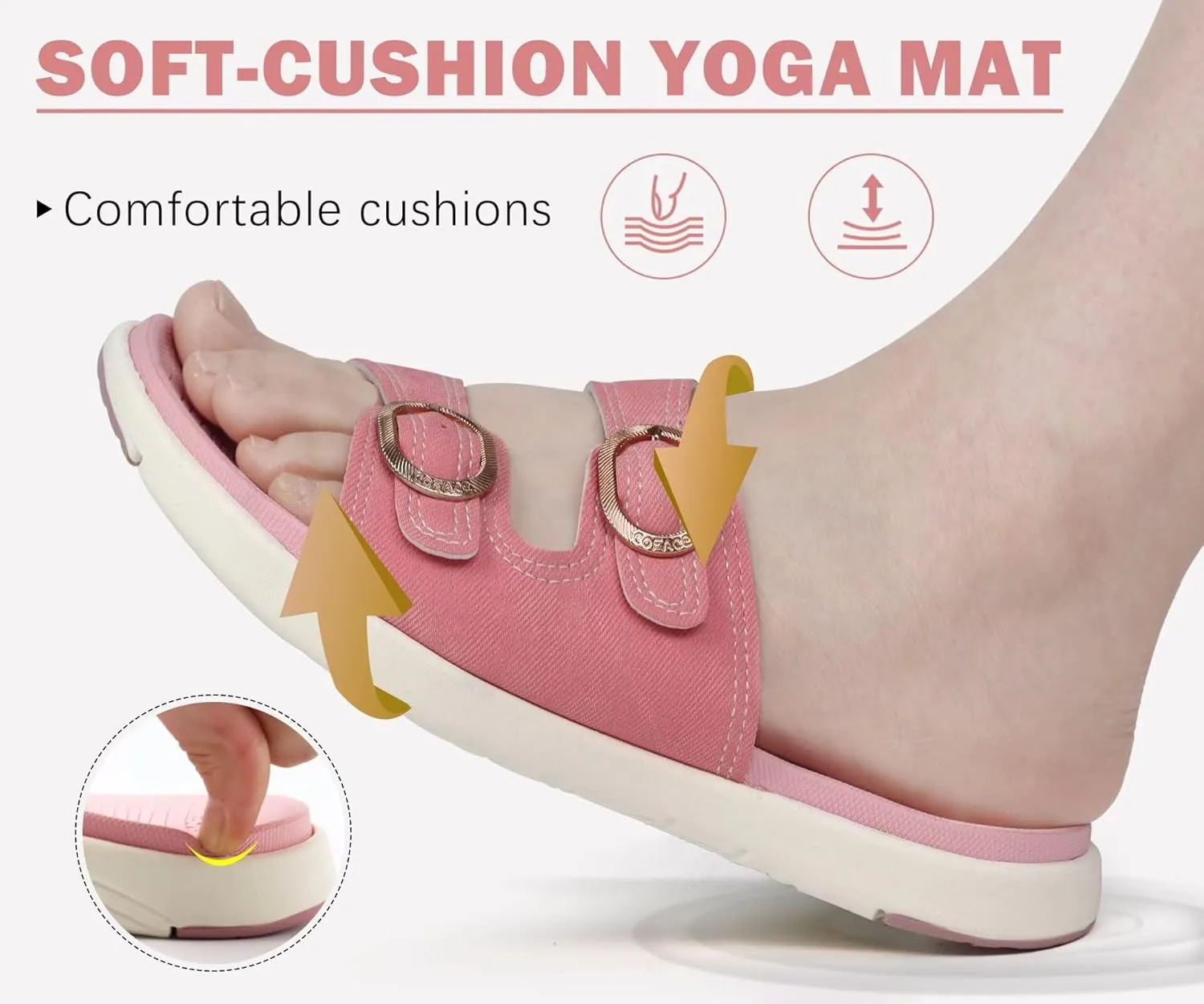 COFACE Womens Orthotic Slides Comfort Plantar Fasciitis Arch Support Slip on Flat Sandals Ladies Soft Cushion Fashion Yoga Mat Slippers With Adjustable Straps