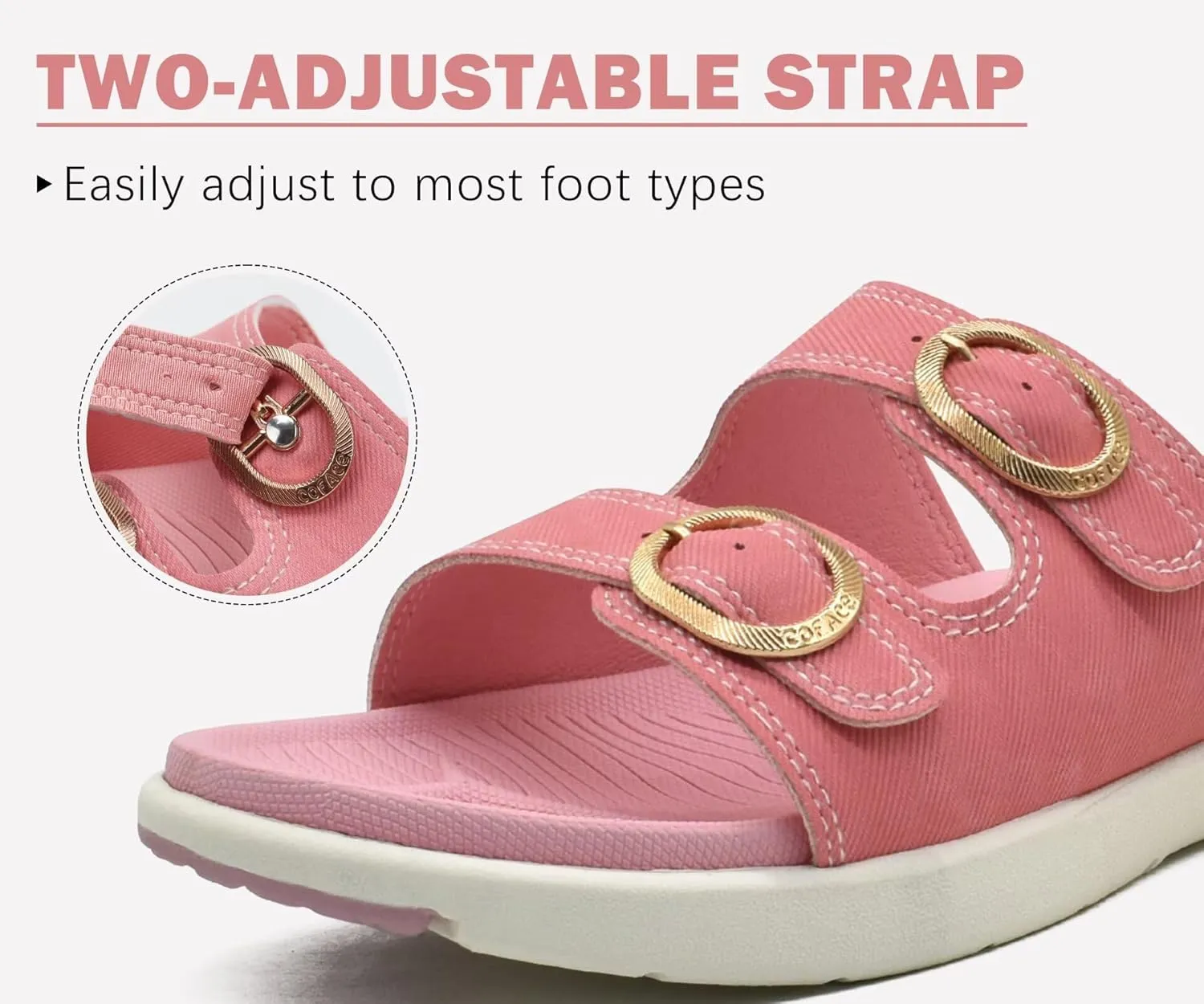 COFACE Womens Orthotic Slides Comfort Plantar Fasciitis Arch Support Slip on Flat Sandals Ladies Soft Cushion Fashion Yoga Mat Slippers With Adjustable Straps