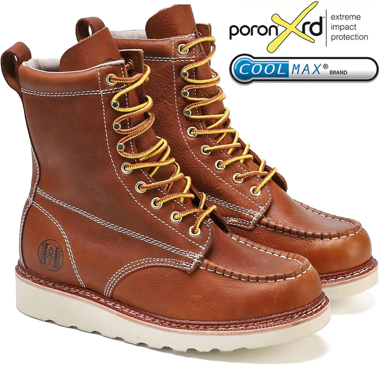 CONRAD Men's Moc Toe Safety Work Boots: 6" & 8" Soft Toe, Composite Toe, Waterproof, Slip Resistant, Puncture-proof EH Safety Boots