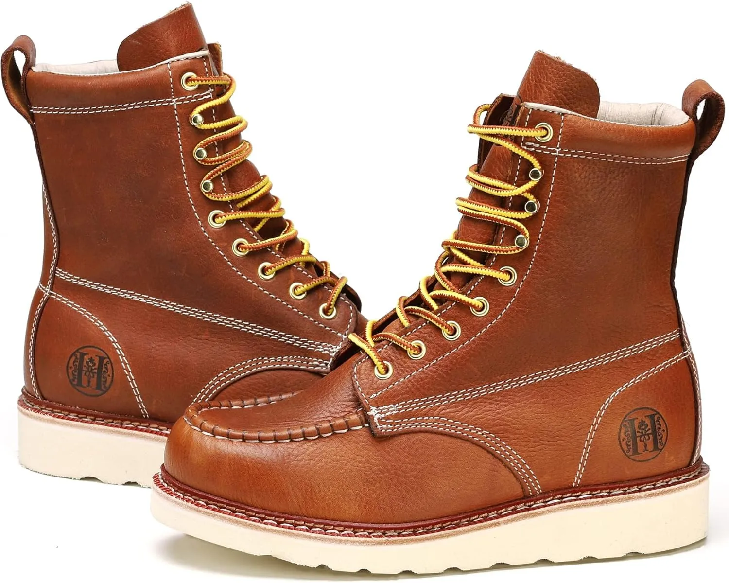 CONRAD Men's Moc Toe Safety Work Boots: 6" & 8" Soft Toe, Composite Toe, Waterproof, Slip Resistant, Puncture-proof EH Safety Boots