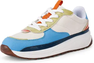 Coutgo Womens Lace Up Platform Sneakers Trendy Athletic Tennis Faux Leather Suede Neutral Comfortable Walking Shoes