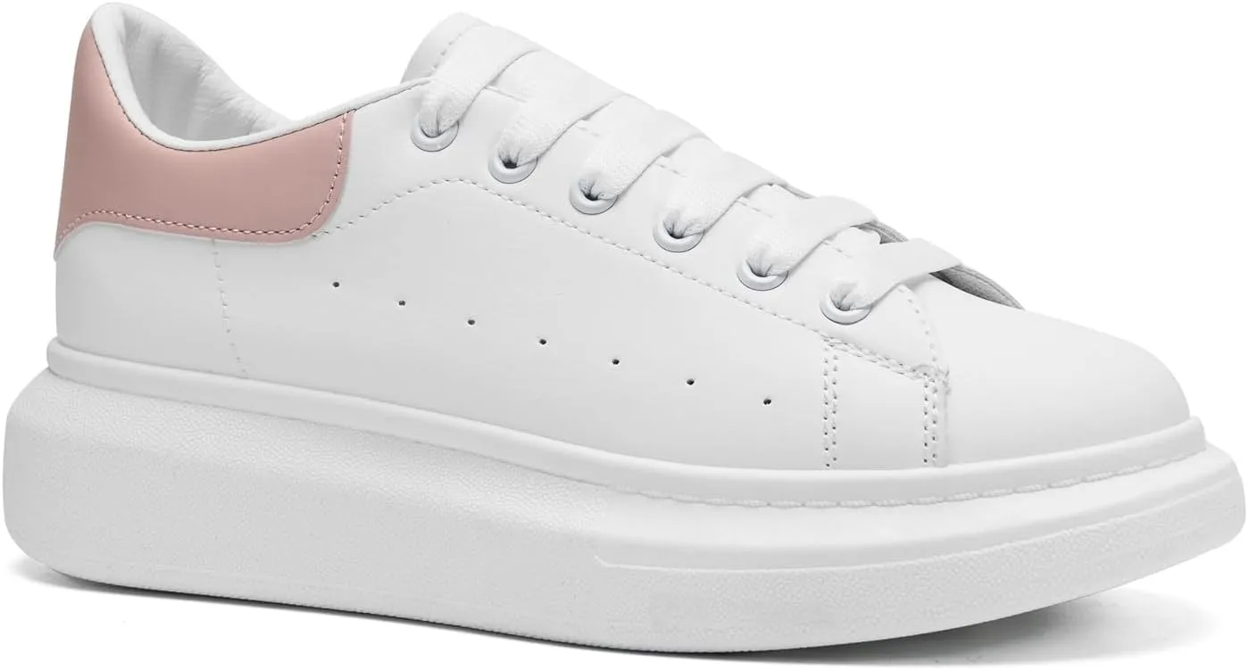 COVS Platform White Sneakers for Women, Women's Fashion Sneakers, Leather Sneakers for Women Unisex Height Increase Shoes