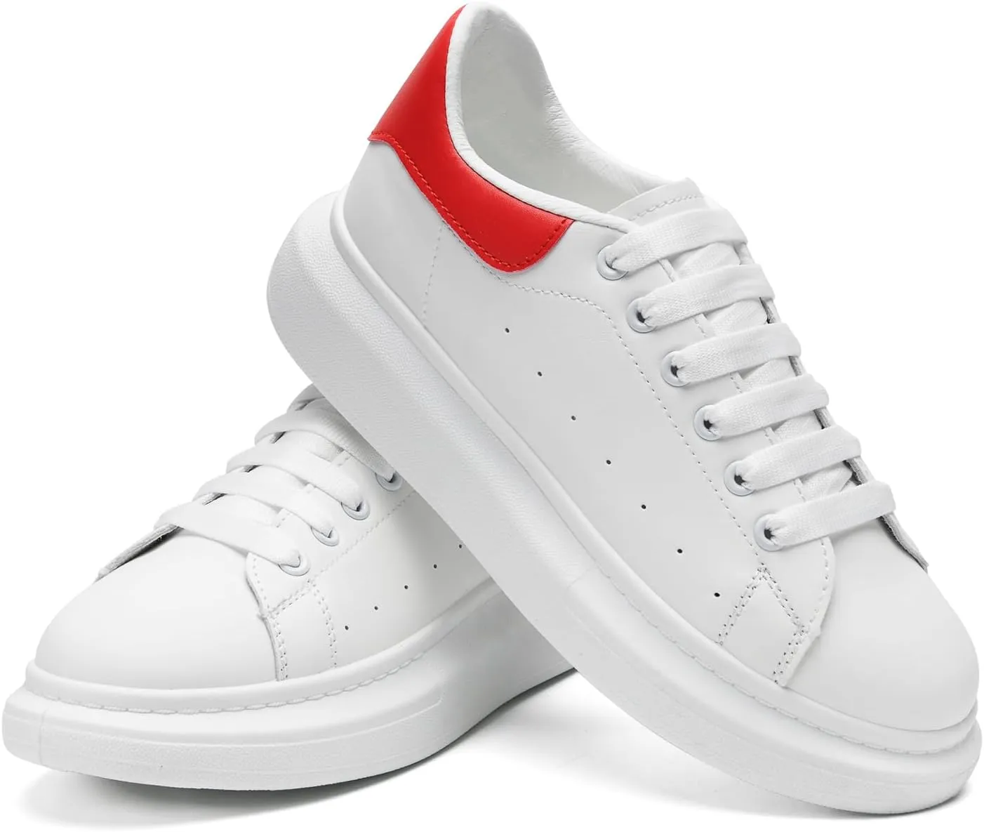 COVS Platform White Sneakers for Women, Women's Fashion Sneakers, Leather Sneakers for Women Unisex Height Increase Shoes