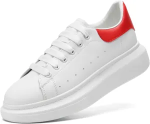 COVS Platform White Sneakers for Women, Women's Fashion Sneakers, Leather Sneakers for Women Unisex Height Increase Shoes