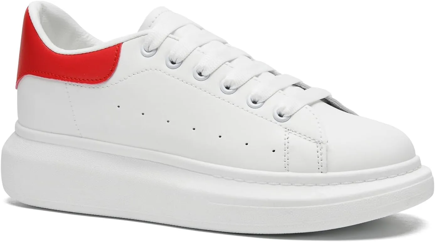 COVS Platform White Sneakers for Women, Women's Fashion Sneakers, Leather Sneakers for Women Unisex Height Increase Shoes