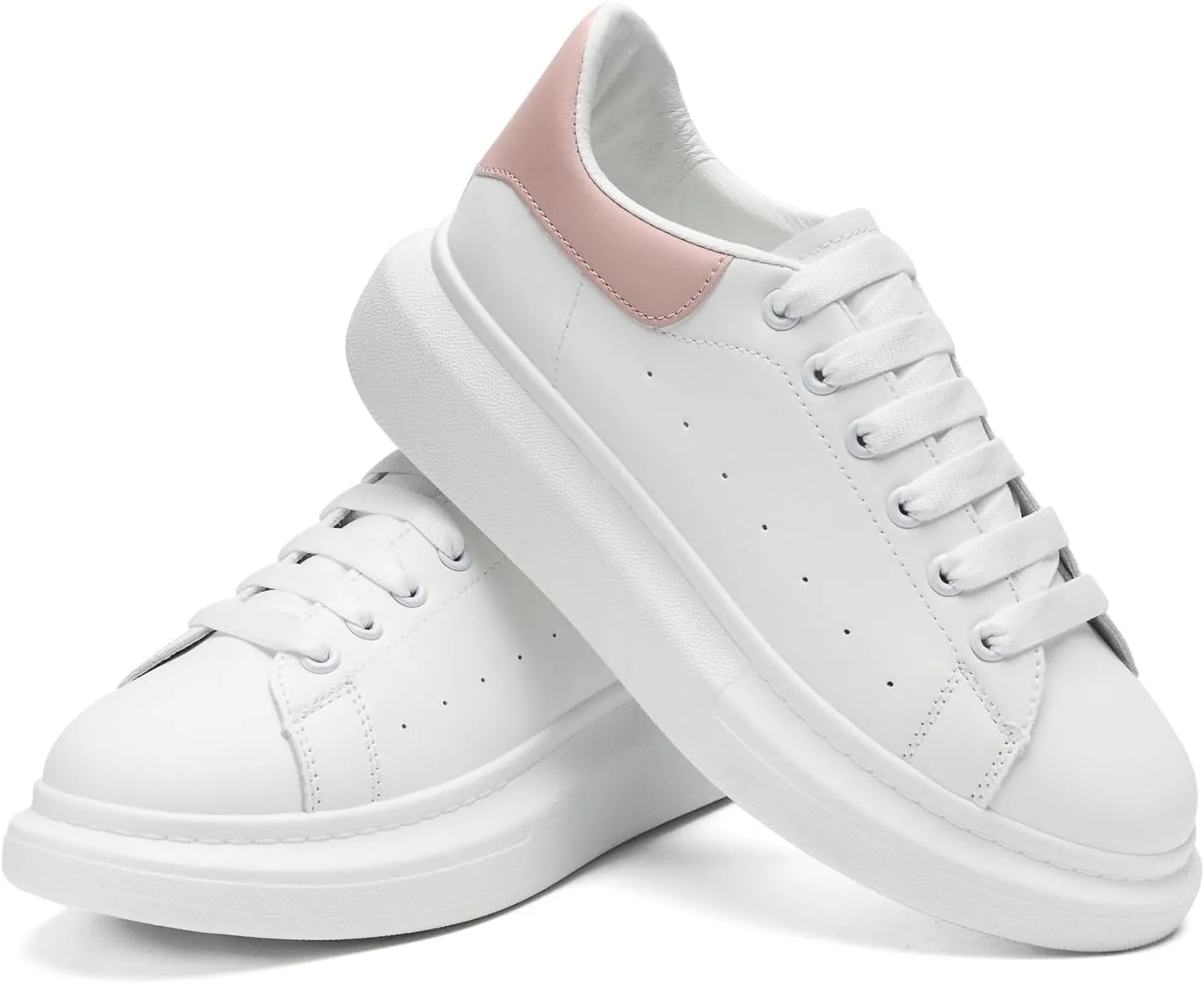COVS Platform White Sneakers for Women, Women's Fashion Sneakers, Leather Sneakers for Women Unisex Height Increase Shoes