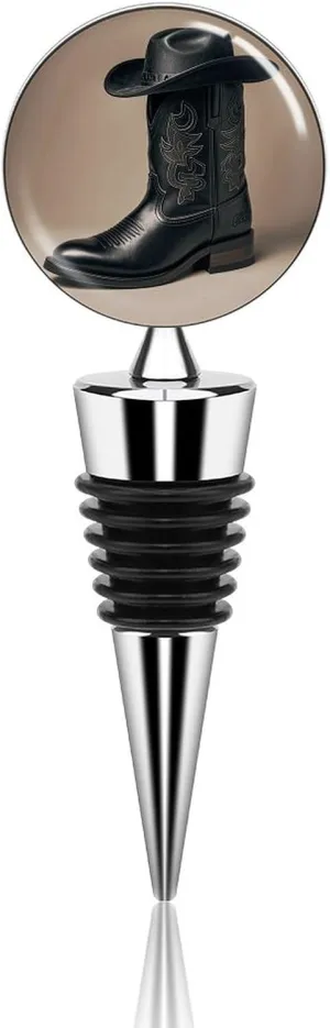 Cowboy Black Hat Western Boots Wine Saver Vacuum Pump Champagne Bottle Stopper Multicolor Leak-Proof And Reusable Wine Saver, Preserves Beverage Freshness