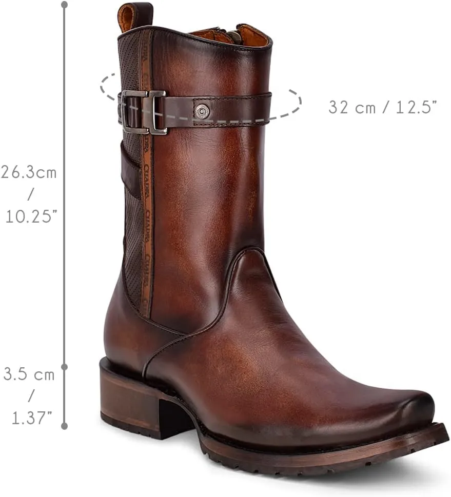 Cuadra Men's Boot in Bovine Leather Black with Zipper, 1J2JRS