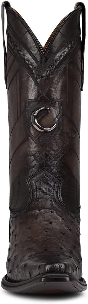 Cuadra Men's Cowboy Boot in Genuine Ostrich Leather Brown