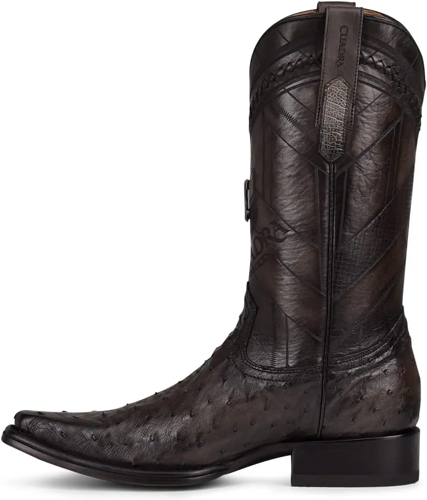 Cuadra Men's Cowboy Boot in Genuine Ostrich Leather Brown