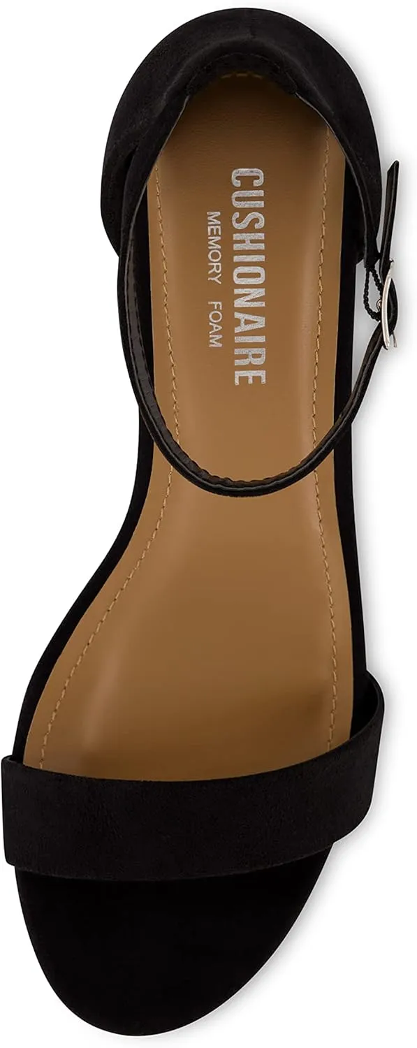 CUSHIONAIRE Women's Alba one band mid block heel sandal  Memory Foam, Wide Widths Available
