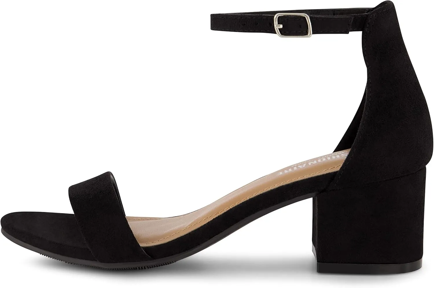 CUSHIONAIRE Women's Alba one band mid block heel sandal  Memory Foam, Wide Widths Available