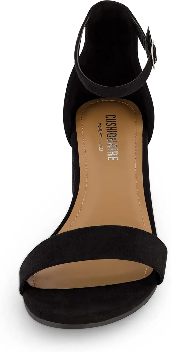 CUSHIONAIRE Women's Alba one band mid block heel sandal  Memory Foam, Wide Widths Available