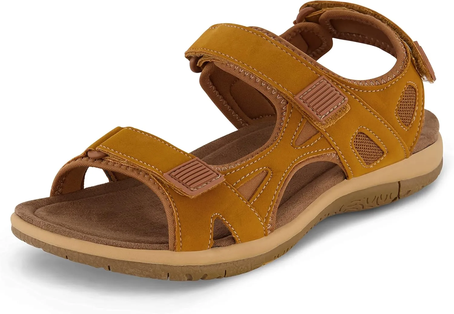 CUSHIONAIRE Women's Pace comfort footbed outdoor sandal with adjustable straps and  Memory Foam, Wide Widths Available