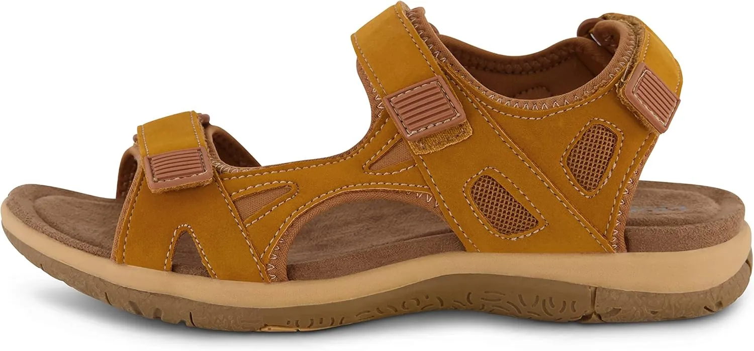 CUSHIONAIRE Women's Pace comfort footbed outdoor sandal with adjustable straps and  Memory Foam, Wide Widths Available