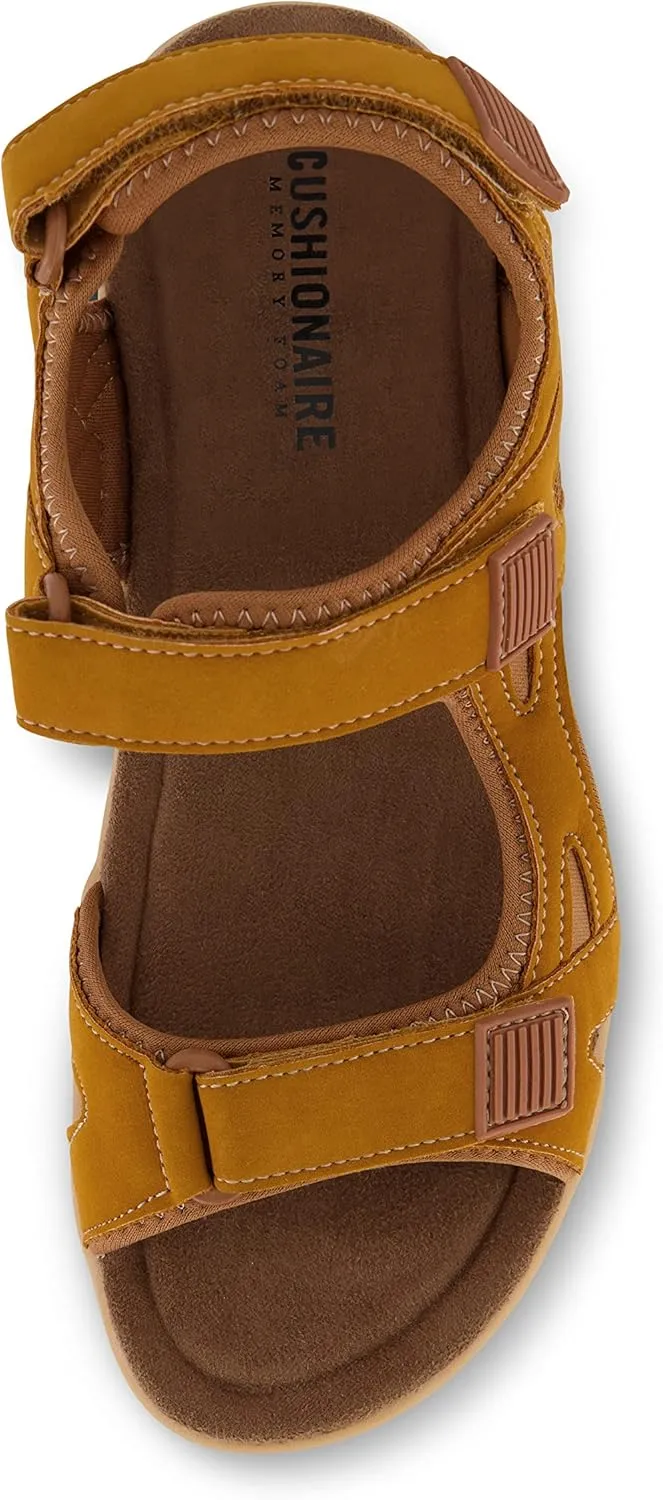 CUSHIONAIRE Women's Pace comfort footbed outdoor sandal with adjustable straps and  Memory Foam, Wide Widths Available