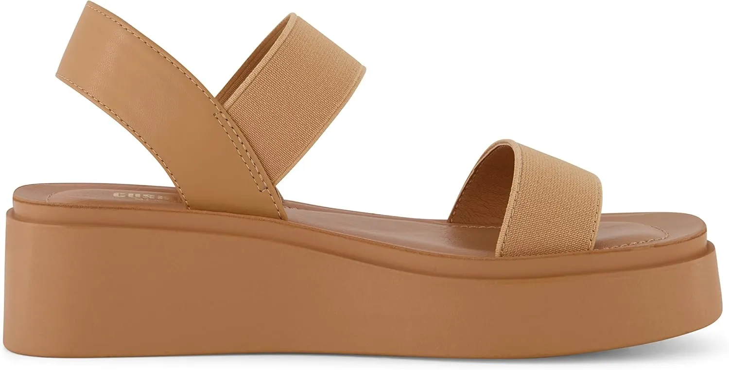 CUSHIONAIRE Women's Pilar stretch platform sandal with  Memory Foam