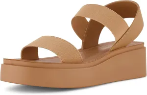 CUSHIONAIRE Women's Pilar stretch platform sandal with  Memory Foam