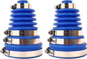CV Joint Boot Kit 5 inch Height, Universal Automotive Silicone Constant Velocity CV Joint Boot 125-130mm Height, 2 Boots with 8 pc Stainless steel clamps, Blue, Pack of 2