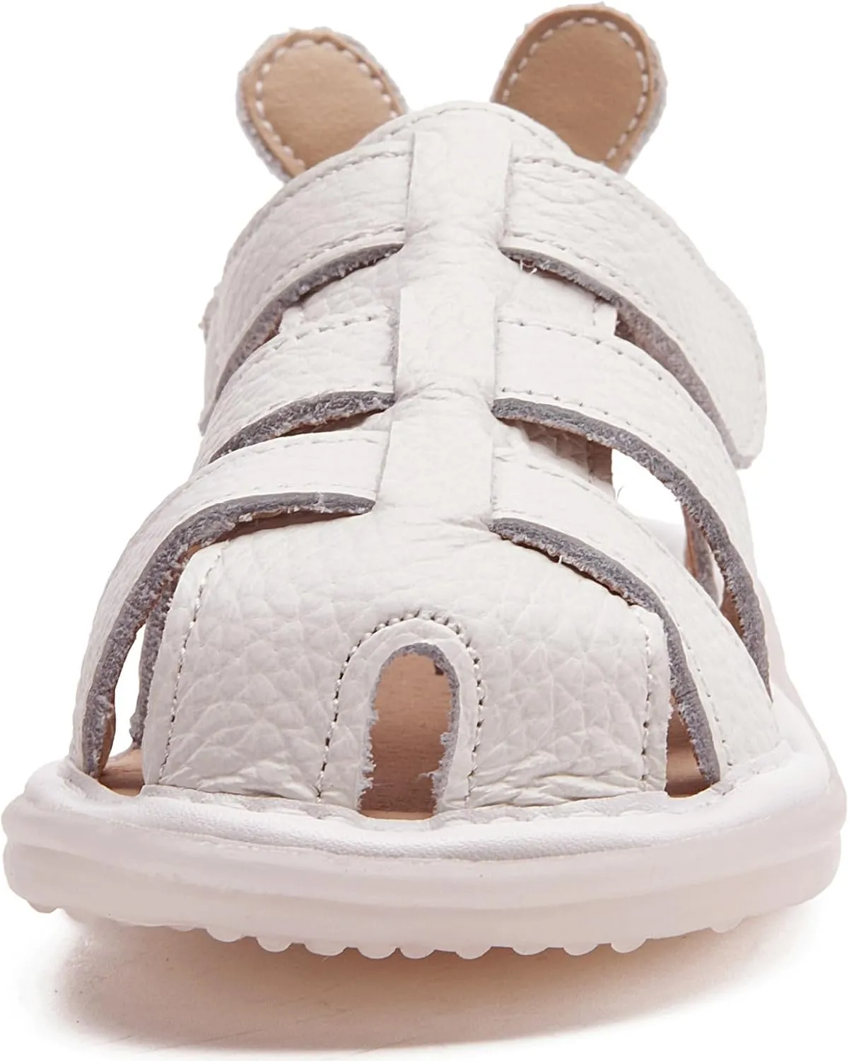 DADAWEN Baby Boys Girls Closed Toe Summer Sandals Lightweight Non-Slip Soft Sole Leather Athletic Sandals Outdoor Toddler First Walking Shoes