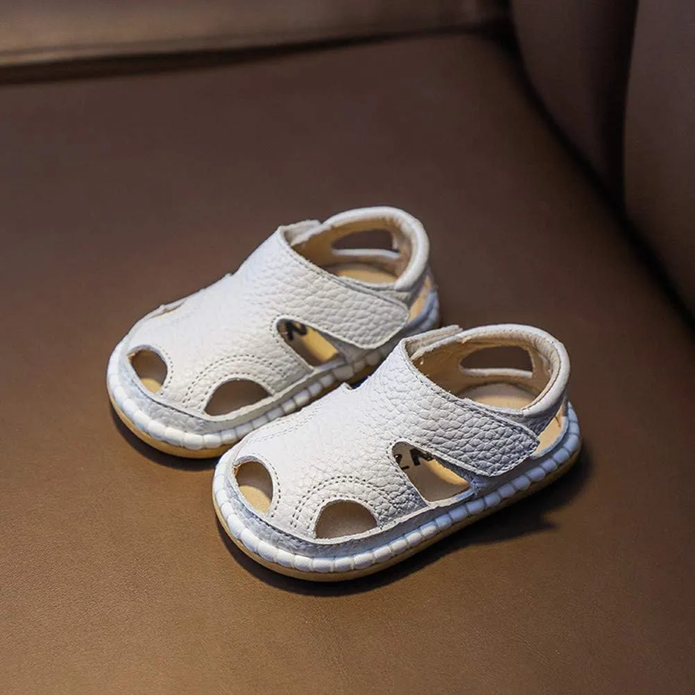DADAWEN Baby Boys Girls Summer Lightweight Soft Sole Closed-Toe Outdoor Leather Athletic Sandals