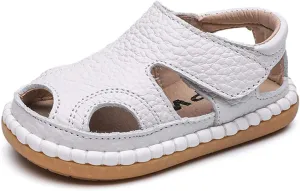 DADAWEN Baby Boys Girls Summer Lightweight Soft Sole Closed-Toe Outdoor Leather Athletic Sandals