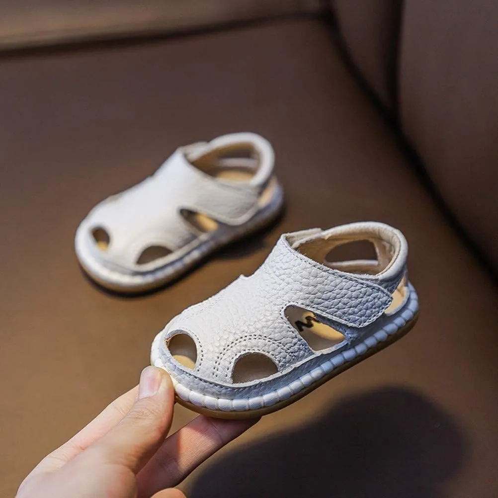 DADAWEN Baby Boys Girls Summer Lightweight Soft Sole Closed-Toe Outdoor Leather Athletic Sandals
